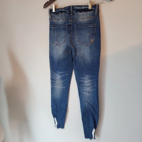 Indigo Rein Women's High Rise Skinny Fit Factory Distressed Denim Jeans Size 26 - Picture 7 of 9